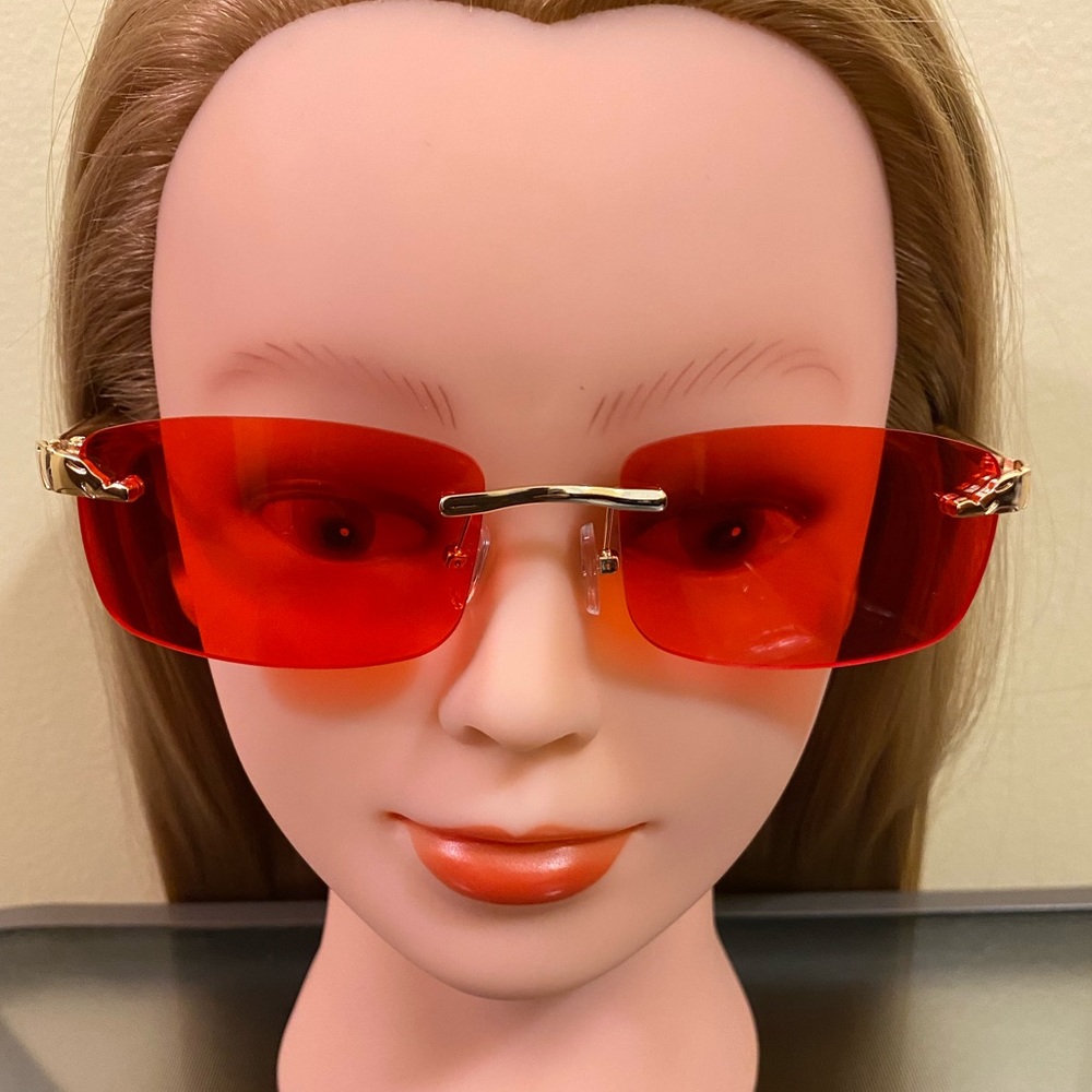 Sunset Red Rectangle Sunglasses - image 1